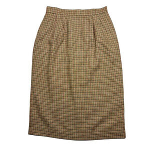 Vintage Leslie Fay 80s Wool Woven Houndstooth Pencil Skirt Womens Size 10
